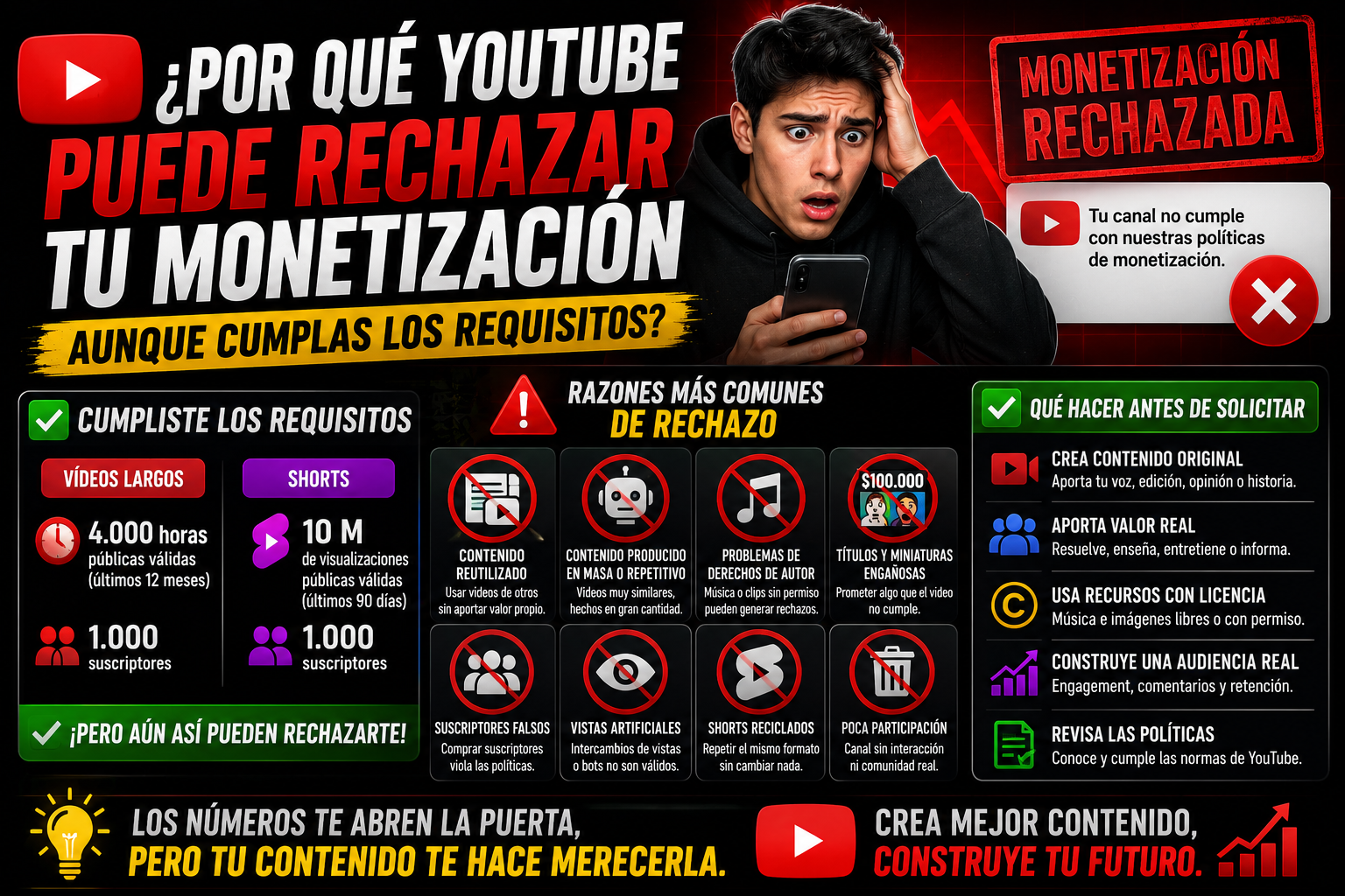 ¿Por qué YouTube puede rechazar tu monetización?